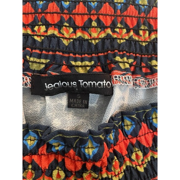 Jealous Tomato Off Shoulder LS Dress Aztec Floral Boho Artsy SMALL Above Knee - Picture 2 of 13